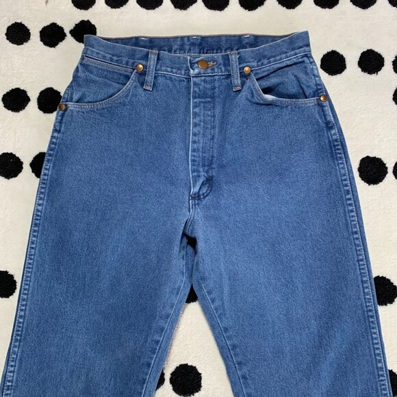 Vintage Wrangler 14MWZC Cowboy Cut High Rise Faded Wash Denim Straight Leg Jeans - Picture 3 of 13